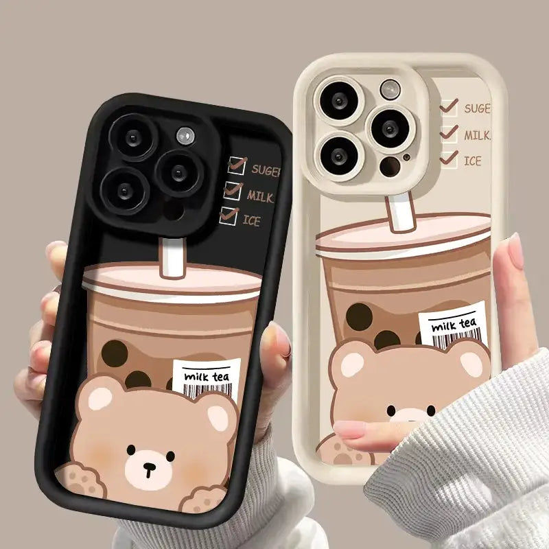 Cartoon Bear iPhone Case – Soft Silicone, Lens Protection, Shockproof & Cute Design