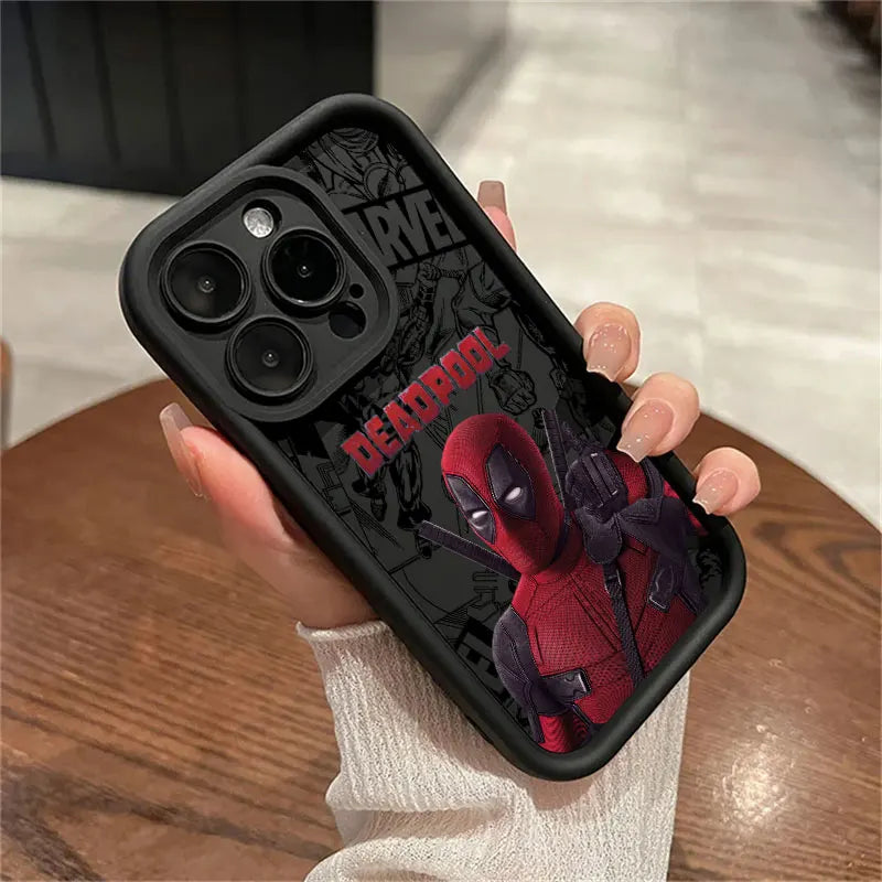Deadpool Marvel iPhone Case – Shockproof Black TPU Matte Silicone black Case Spider-Man