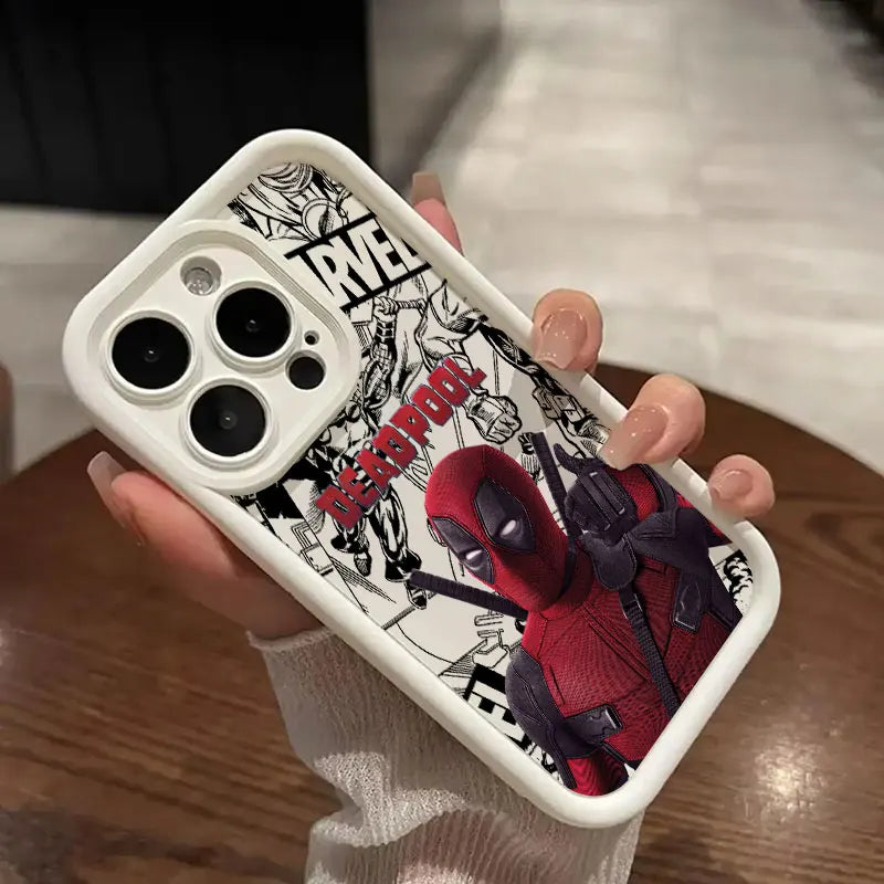 Deadpool Marvel iPhone Case – Shockproof Black TPU Matte Silicone white Case