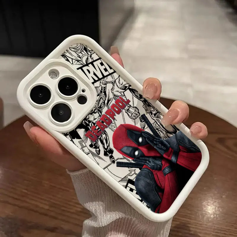 Deadpool Marvel iPhone Case – Shockproof Black TPU Matte Silicone white Case Spider-Man