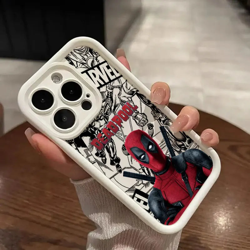 Deadpool Marvel iPhone Case – Shockproof Black TPU Matte Silicone white Case