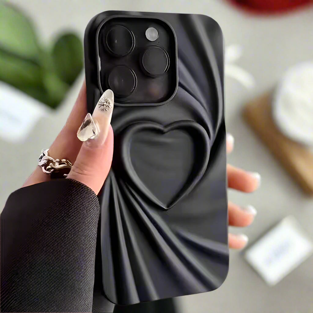 Fashion Fold Wrinkle 3D Love Heart iPhone Case