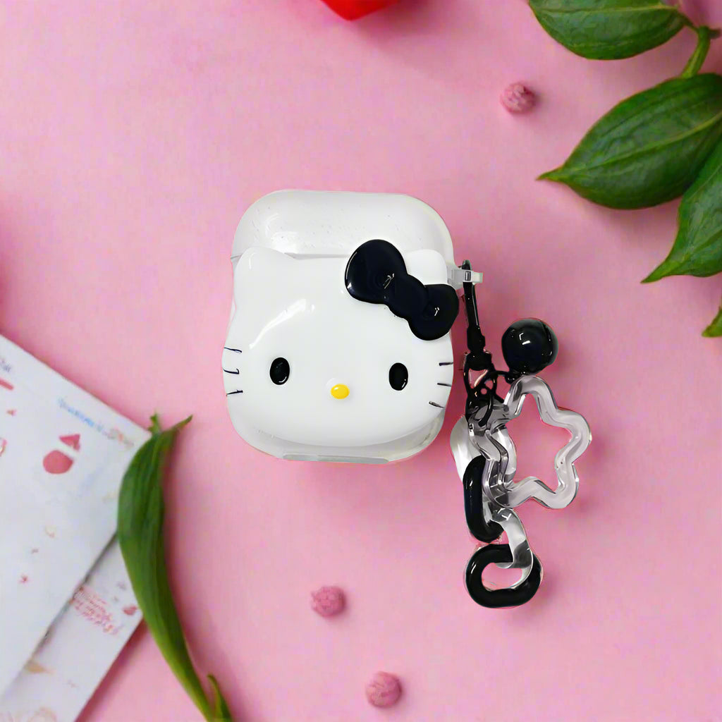 Hello Kitty Glitter black Protective AirPods Case – Cute & Durable Silicone Cover