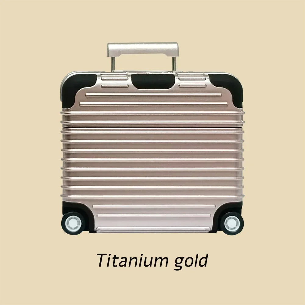 Luxury Trunk Design AirPods Case – Travel Baggage Titanium gold