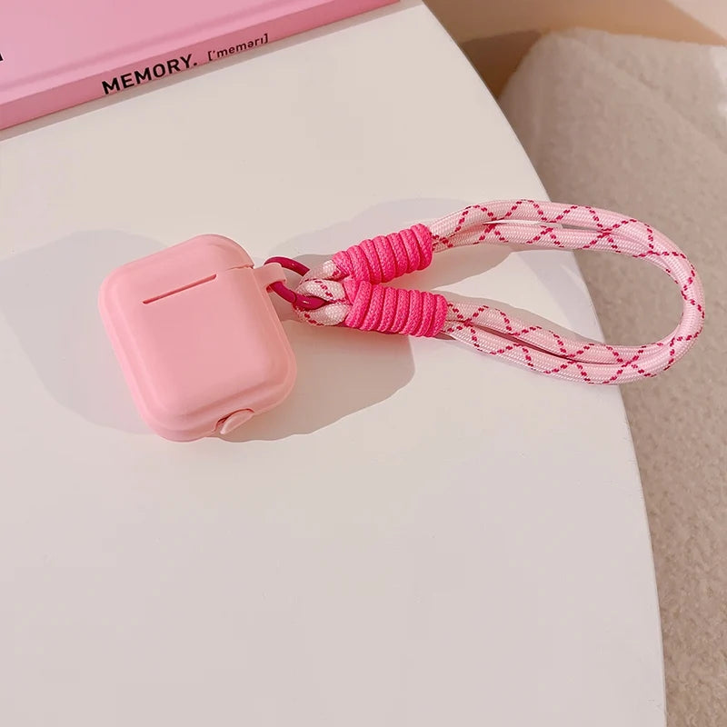 Pink Soft Silicone AirPods Case with Keychain