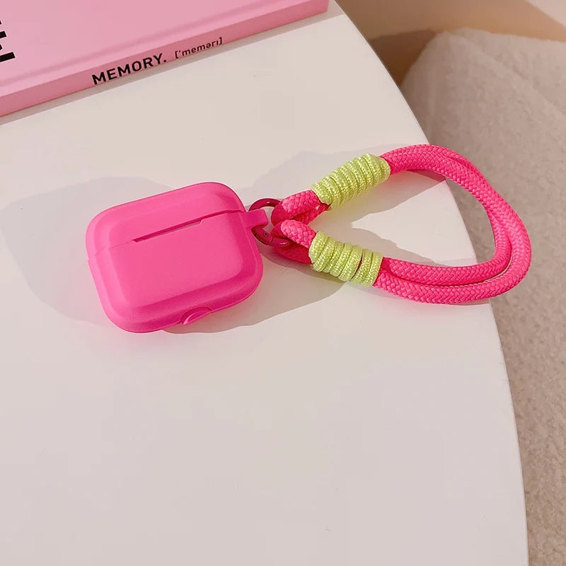 Pink Soft Silicone AirPods Case with Keychain