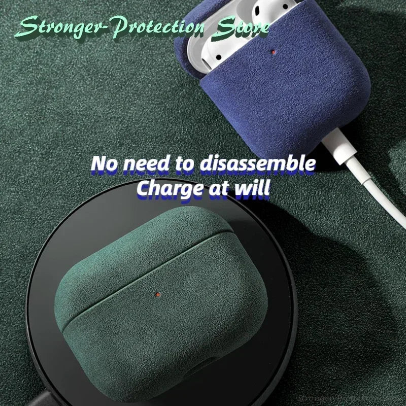 Italian Suede Leather Case for AirPods Pro 2, 3, 4 – Luxury & Protection Phonocap.com