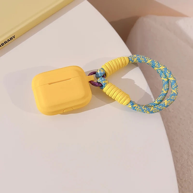 Yellow Soft Silicone AirPods Case with Keychain