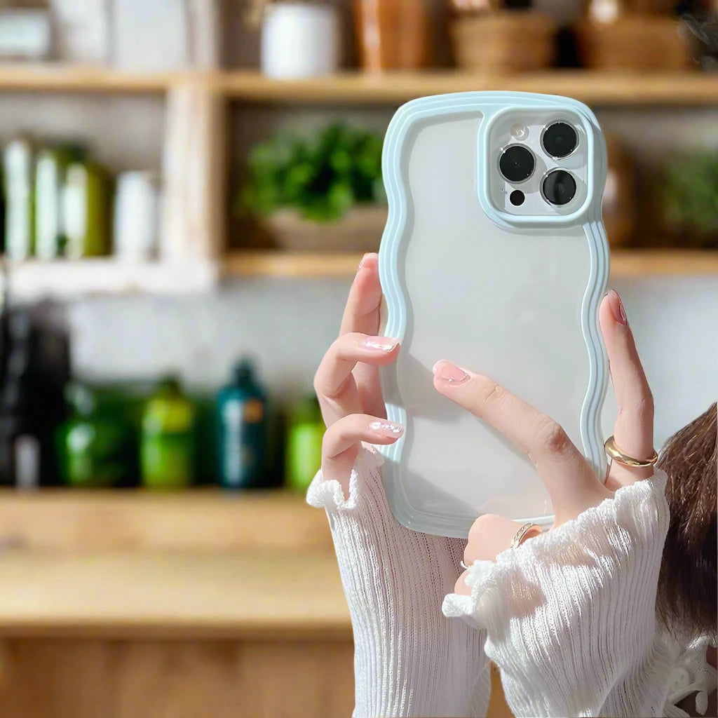 Wavy Distorted Border iPhone Case - sky blue