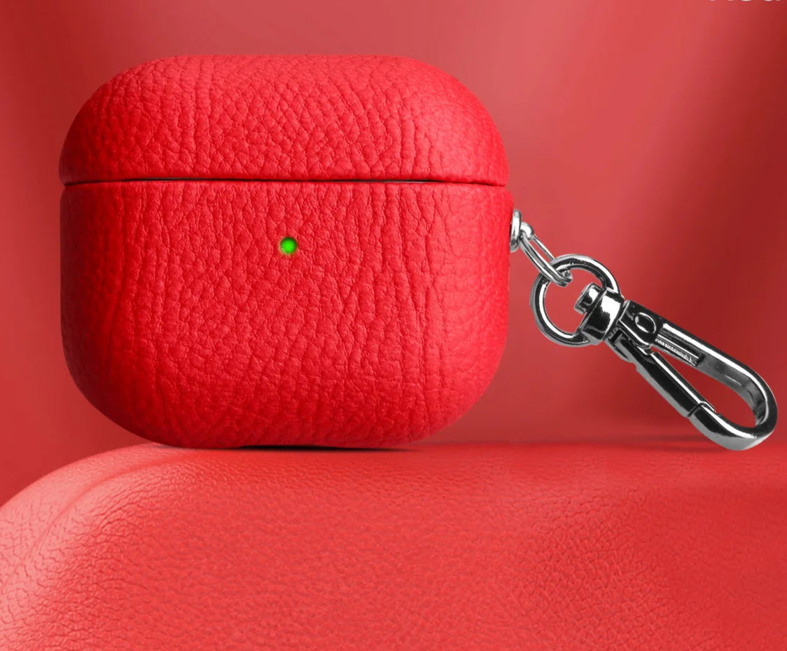 luxury Leather AirPods case - red