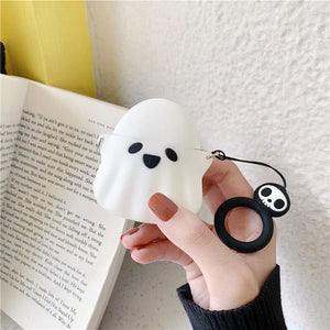 Cute Cartoon Animal AirPods Case – white Ghost