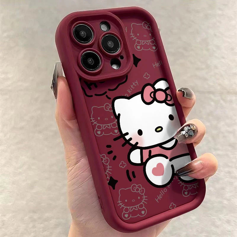 Hello Kitty Cartoon iPhone Case dark maroon