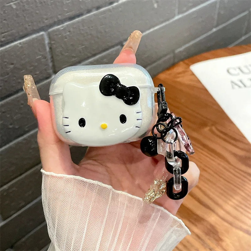 Hello Kitty Glitter black Protective AirPods Case pro – Cute & Durable Silicone Cover