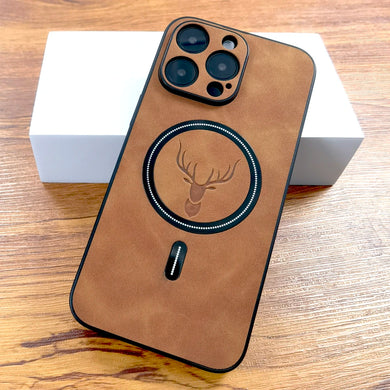 Luxury PU Leather Deer iPhone Case – Wireless Charging Ready