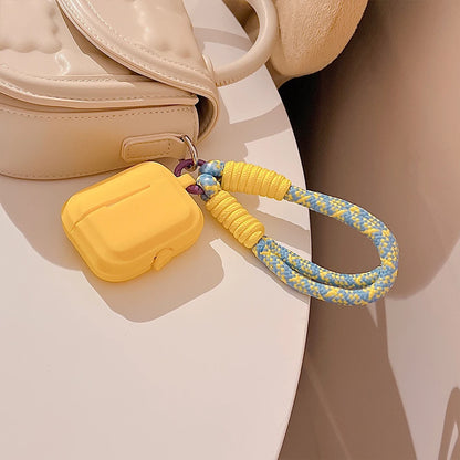 Yellow Soft Silicone AirPods Case with Keychain 