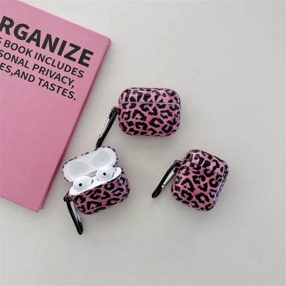 Cute Pink Leopard AirPods Case with Keychain – Stylish Protection