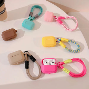 Soft Silicone AirPods Case with Keychain