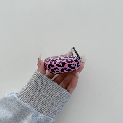 Cute Pink Leopard AirPods Case with Keychain – Stylish Protection