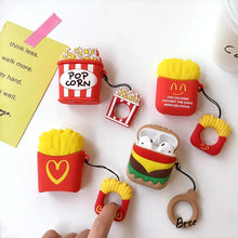 Laden Sie das Bild in den Galerie-Viewer, Fast Food AirPods Case – Fun Fries, Hamburger &amp; Popcorn Silicone Cover