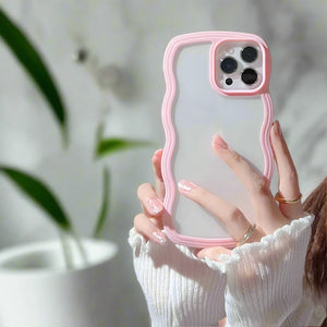 Wavy Distorted Border iPhone Case - Pink